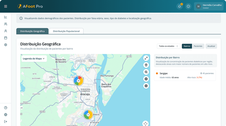 Mapa de monitoramento do AFoot