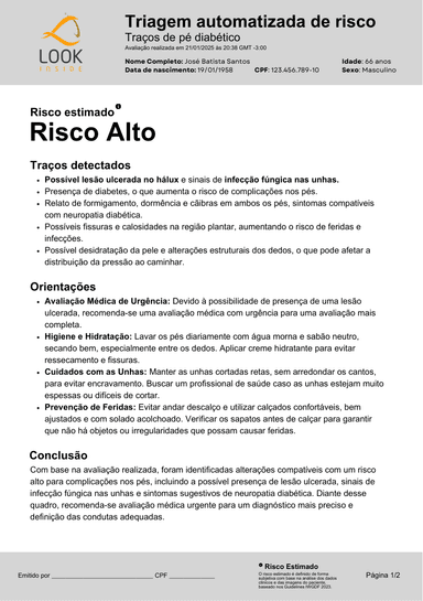 Dashboard móvel do AFoot